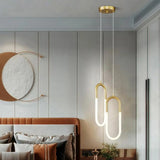 Modern Gold Oval Acrylic Bedroom LED Pendant Light Image - 4