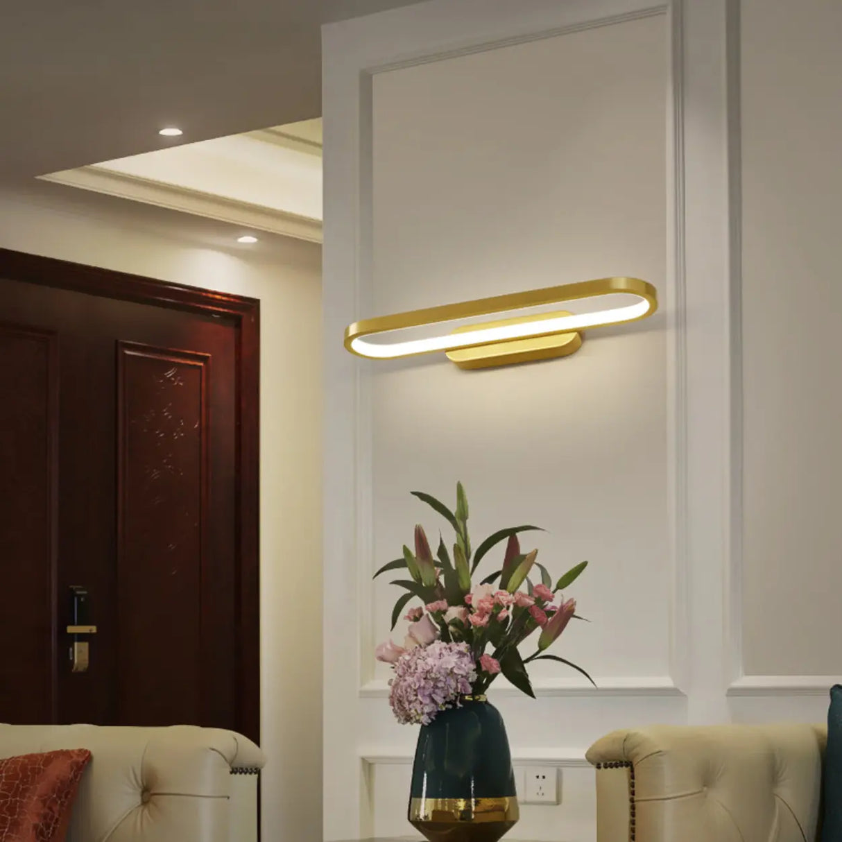 Modern Gold Oval LED Vanity Wall Light Fixtures Image - 11