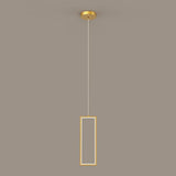 Modern Gold Rectangular Frame Kitchen Island Pendant Light Image - 2