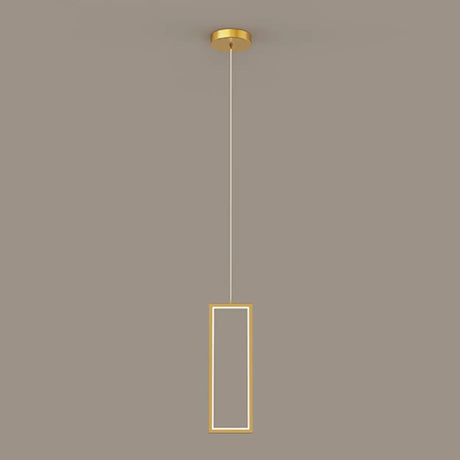 Modern Gold Rectangular Frame Kitchen Island Pendant Light Image - 2