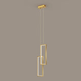 Modern Gold Rectangular Frame Kitchen Island Pendant Light Image - 3