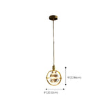 Modern Gold Ring Crystal Globe Bedroom Pendant Light #size