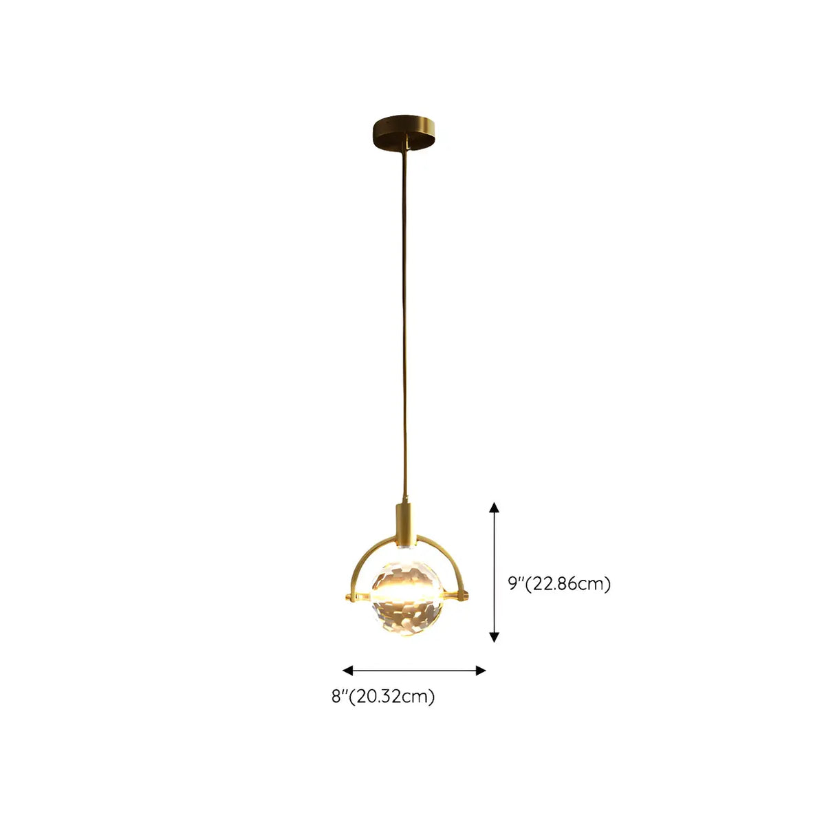 Modern Gold Ring Crystal Globe Bedroom Pendant Light Image - 12