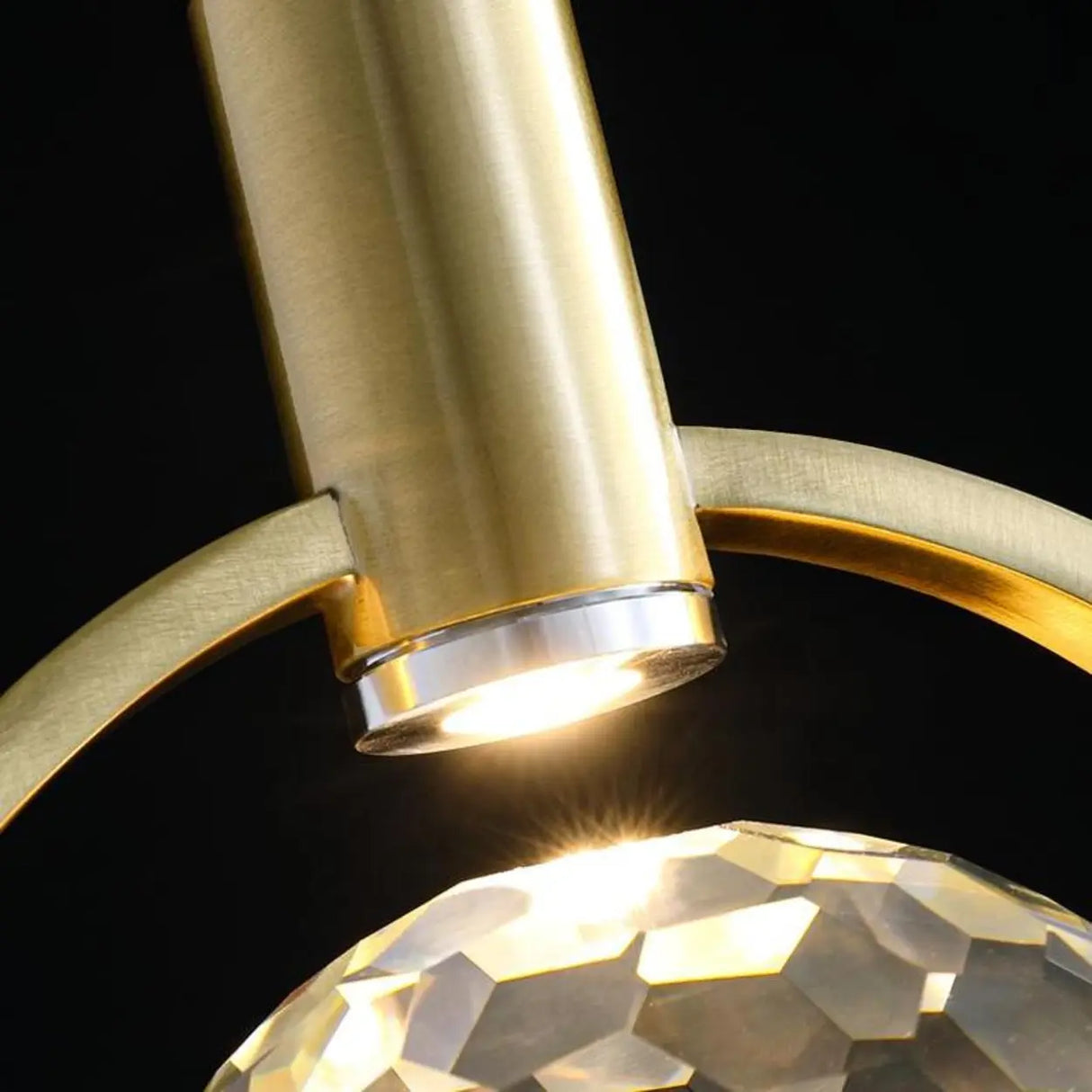 Modern Gold Ring Crystal Globe Bedroom Pendant Light Image - 8
