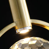 Modern Gold Ring Crystal Globe Bedroom Pendant Light Image - 8