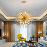 Modern Gold Sputnik Adjustable Height Chandelier  Image - 1