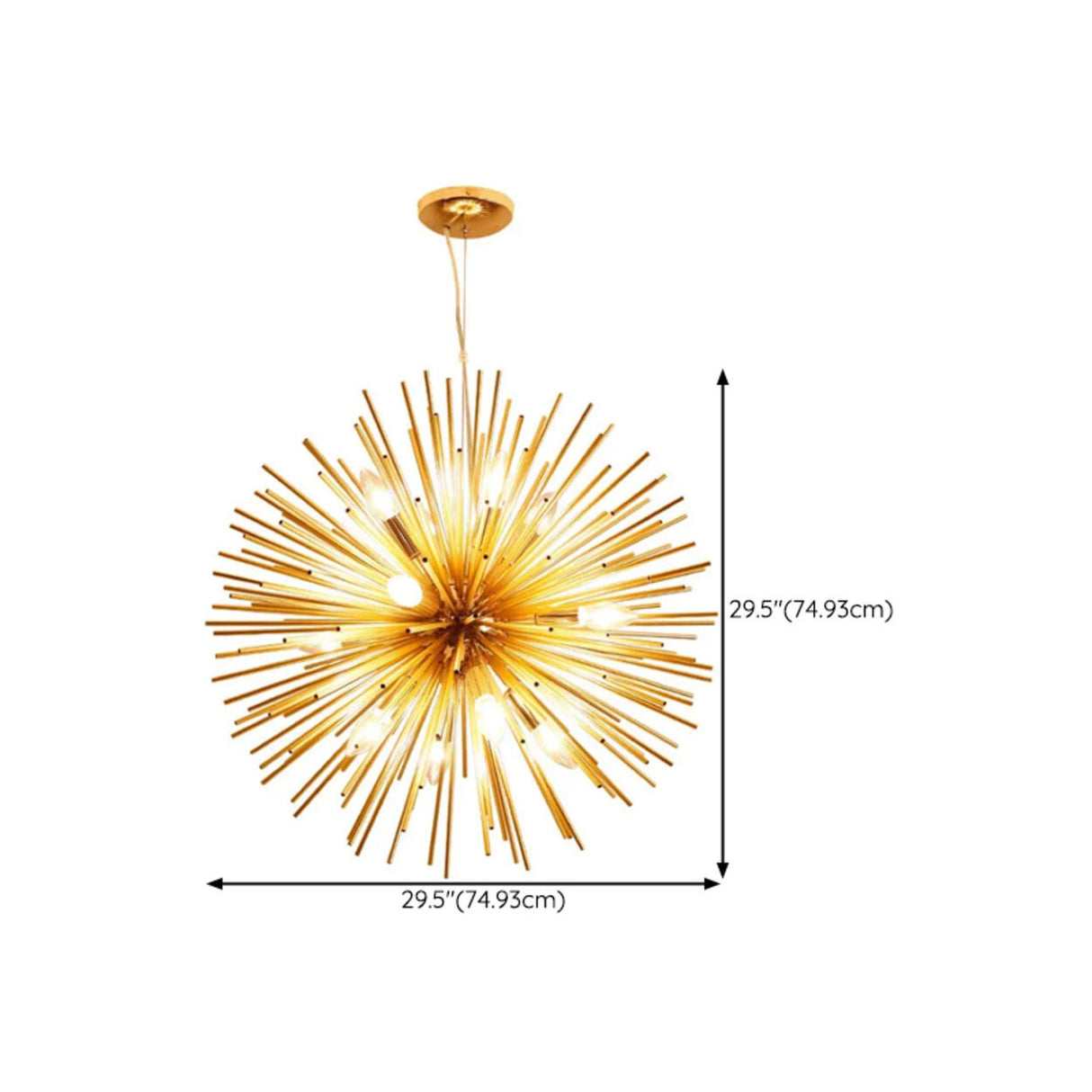 Modern Gold Sputnik Adjustable Height Chandelier  