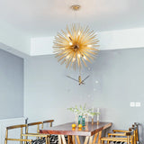 Modern Gold Sputnik Adjustable Height Chandelier  Image - 2