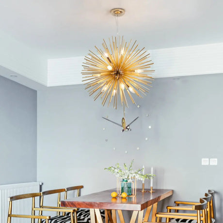 Modern Gold Sputnik Adjustable Height Chandelier  Image - 2