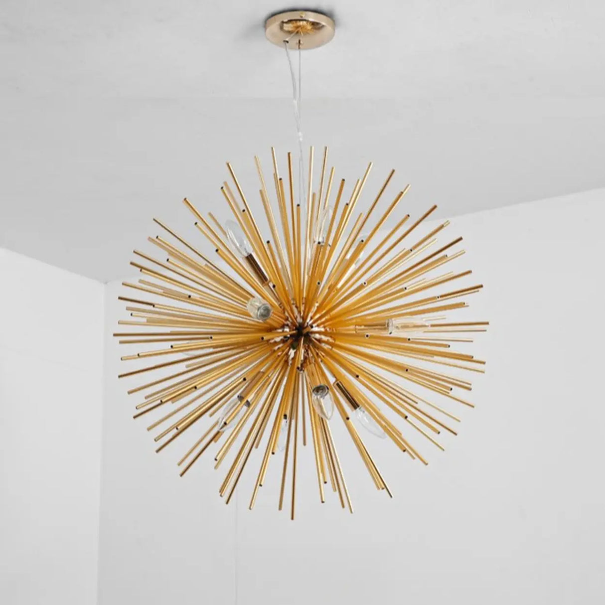 Modern Gold Sputnik Adjustable Height Chandelier  Image - 4