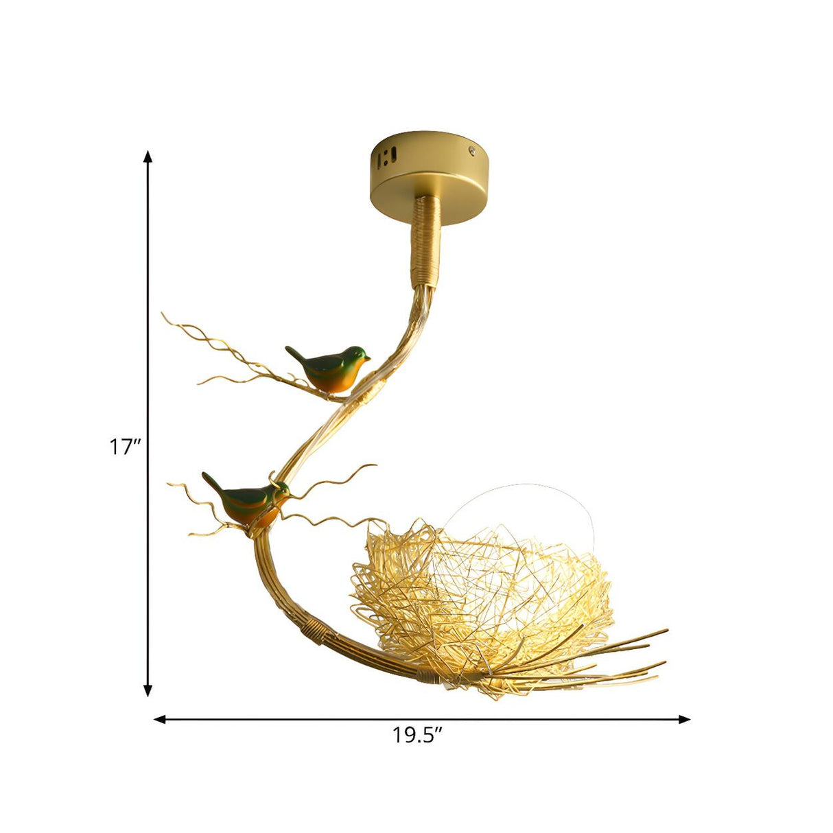 Modern Golden Branch Bird Nest White Glass Egg Pendant Light 