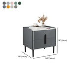 Modern Gray Nightstand with Marble Top and Storage Drawers #size