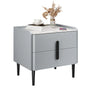 Modern Gray Nightstand with Marble Top and Storage Drawers Image - 3