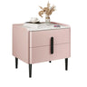 Modern Gray Nightstand with Marble Top and Storage Drawers Image - 5