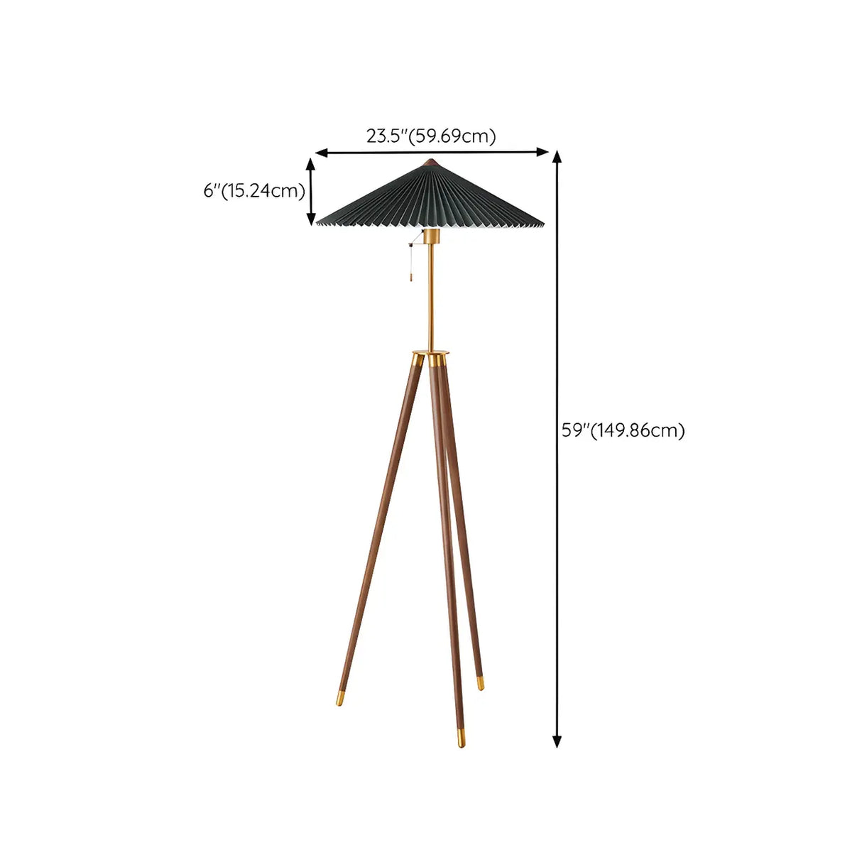 Modern Green Cone and Tripod Metal LED Floor Lamp 