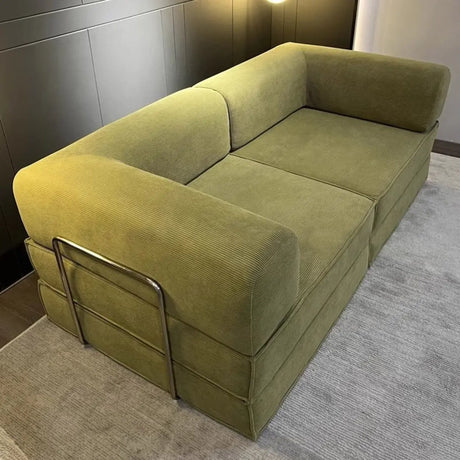 Modern Green Corduroy Compressed Modular Sofa in a Box Image - 1