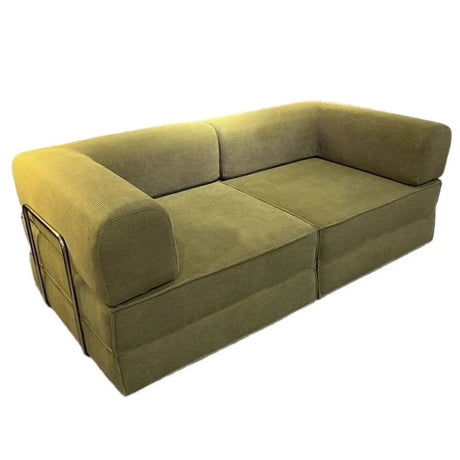 Modern Green Corduroy Compressed Modular Sofa in a Box Image - 2