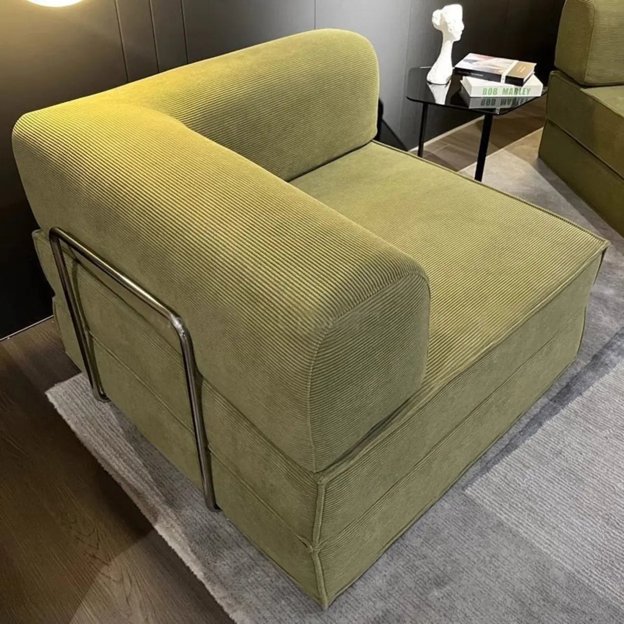 Modern Green Corduroy Compressed Modular Sofa in a Box Image - 3
