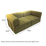 Modern Green Corduroy Compressed Modular Sofa in a Box Image - 8