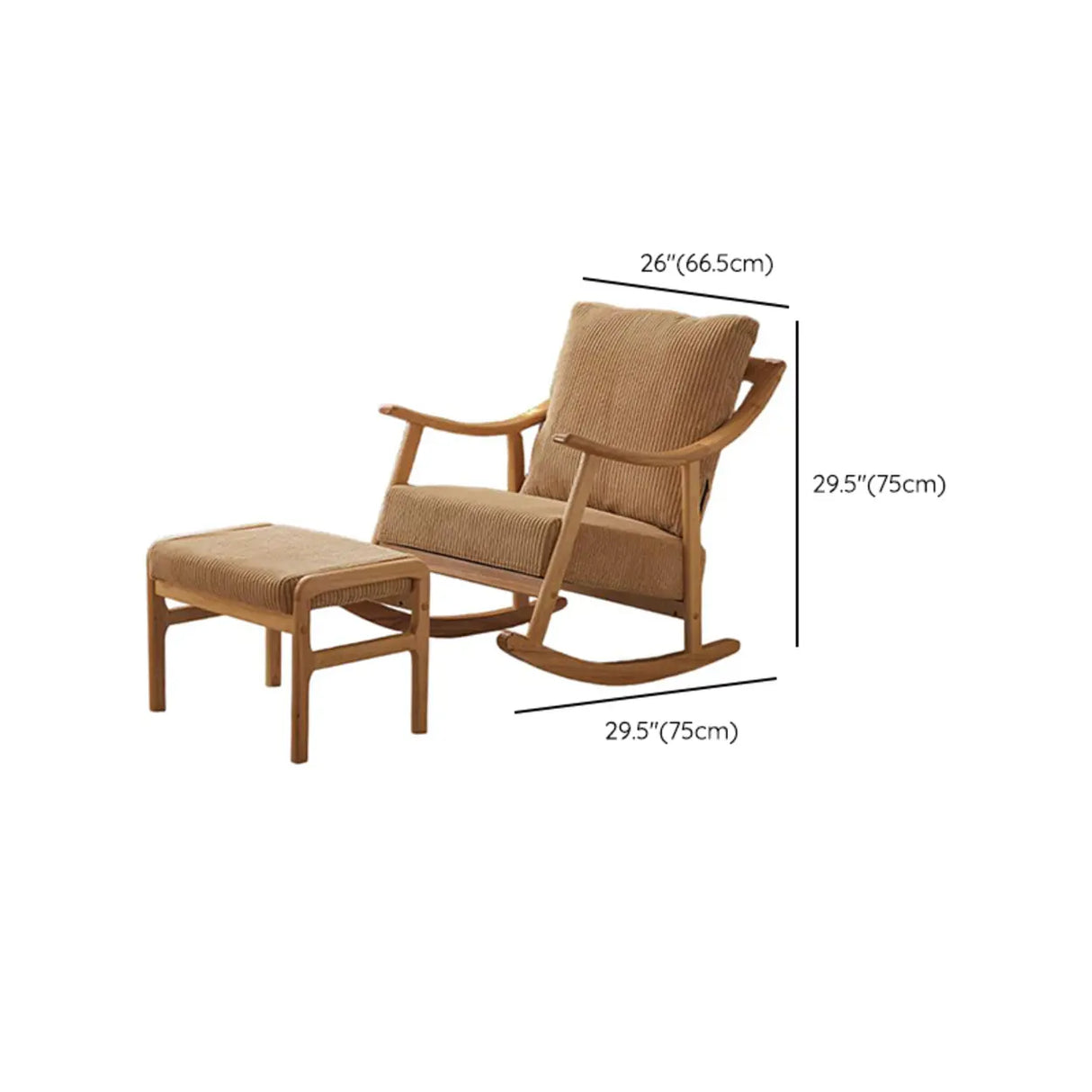 Modern Green Corduroy Wood Rocking Accent Chair With Arms 