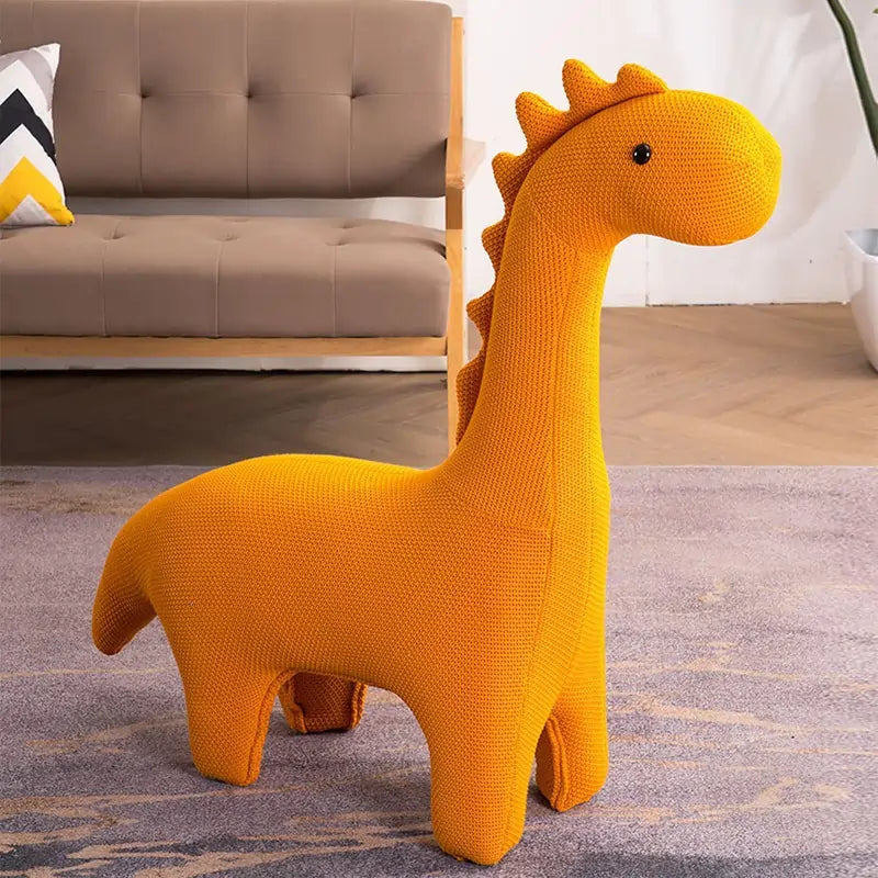 Modern Green Dinosaur-Shaped Knitted Kids Chair - 3