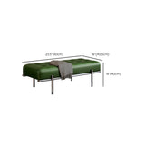 Modern Green Faux Leather Bench with Chrome Metal Legs #size