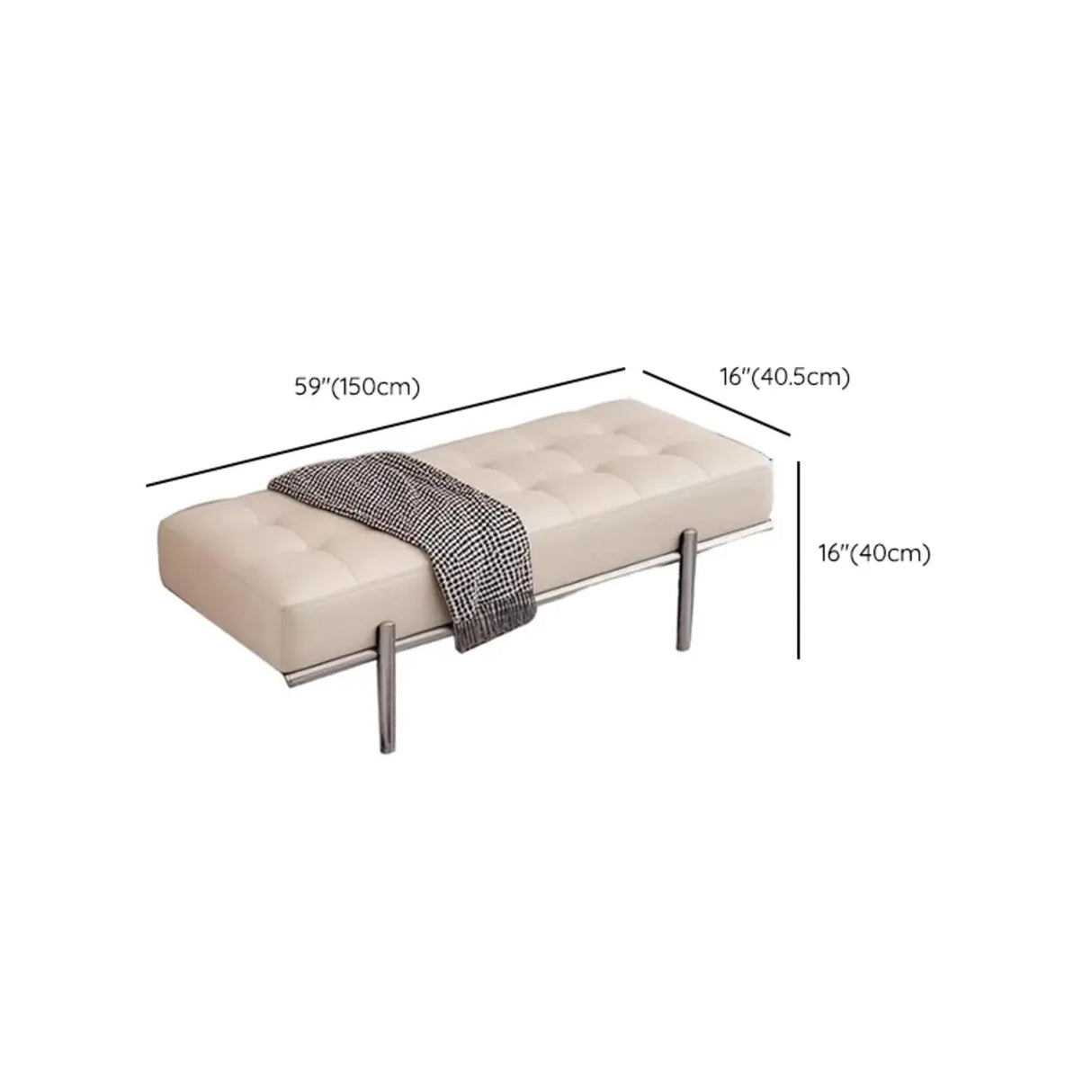 Modern Green Faux Leather Bench with Chrome Metal Legs Image - 9