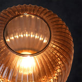 Modern Green Glass Geometric Ball Metal Table Lamp Image - 10