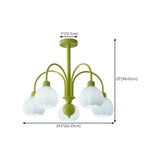 Modern Green Metal Floral White Glass Chandelier Image - 24