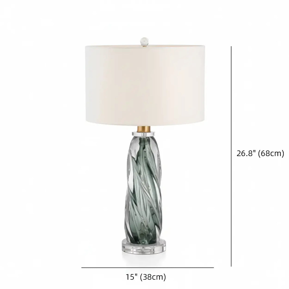 Modern Green Twisted Glass Cylindrical Fabric Shade Table Lamp 