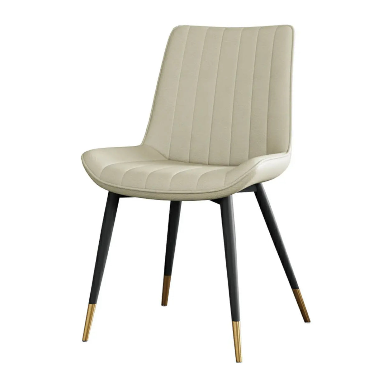 Modern Green Upholstered Leather Dining Chair with Metal Legs Image - 14