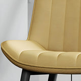 Modern Green Upholstered Leather Dining Chair with Metal Legs Image - 15