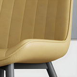 Modern Green Upholstered Leather Dining Chair with Metal Legs Image - 17