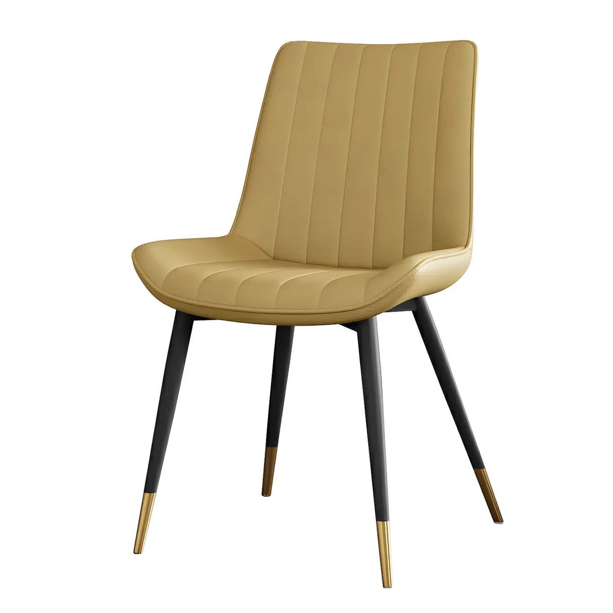 Modern Green Upholstered Leather Dining Chair with Metal Legs Image - 18