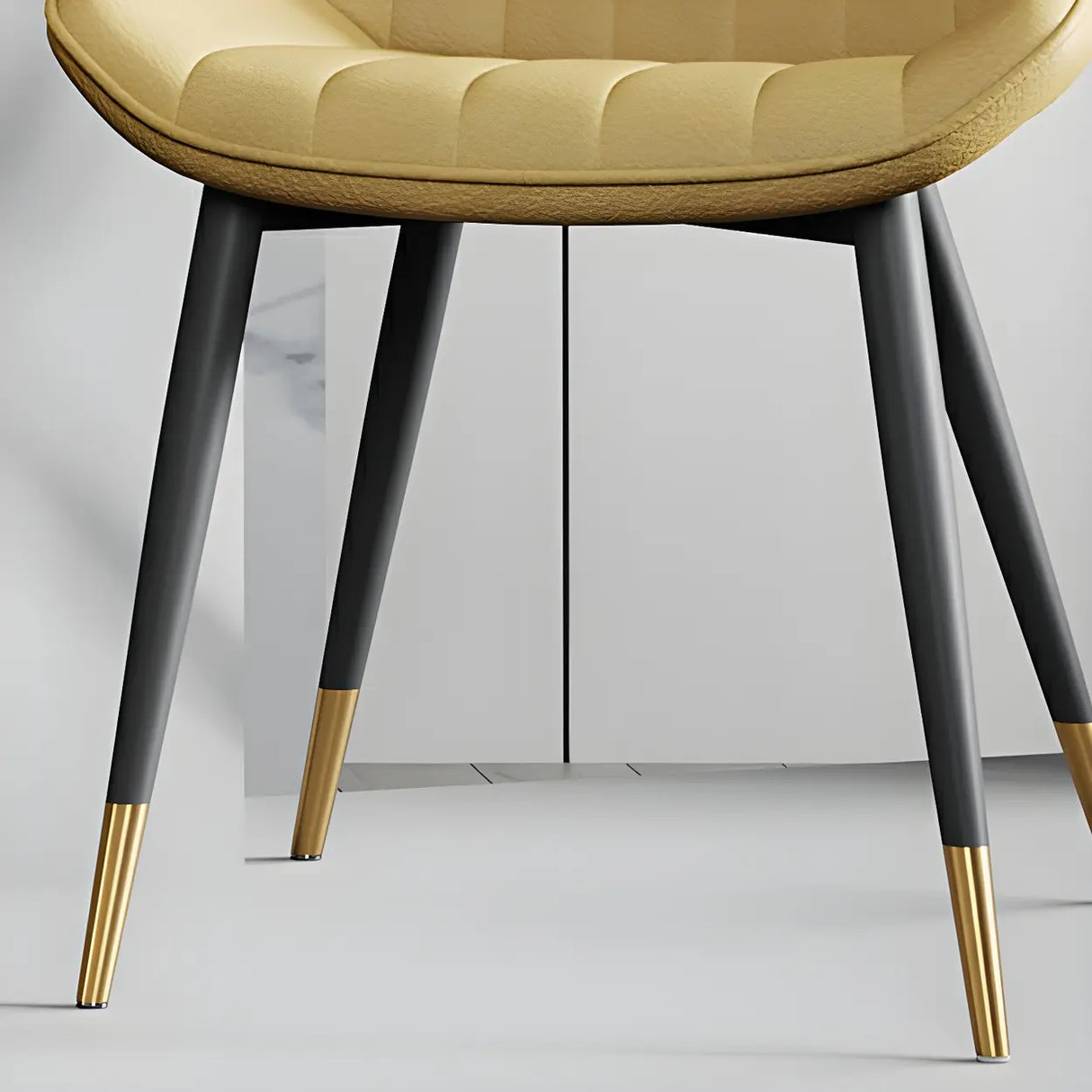 Modern Green Upholstered Leather Dining Chair with Metal Legs Image - 20