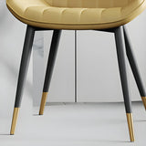 Modern Green Upholstered Leather Dining Chair with Metal Legs Image - 20