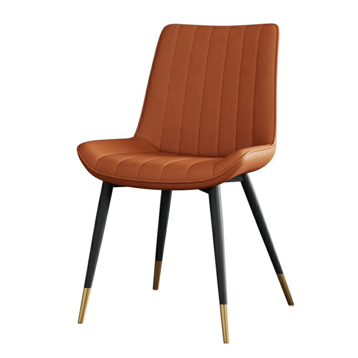 Modern Green Upholstered Leather Dining Chair with Metal Legs Image - 22