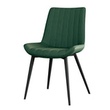 Modern Green Upholstered Leather Dining Chair with Metal Legs Image - 28