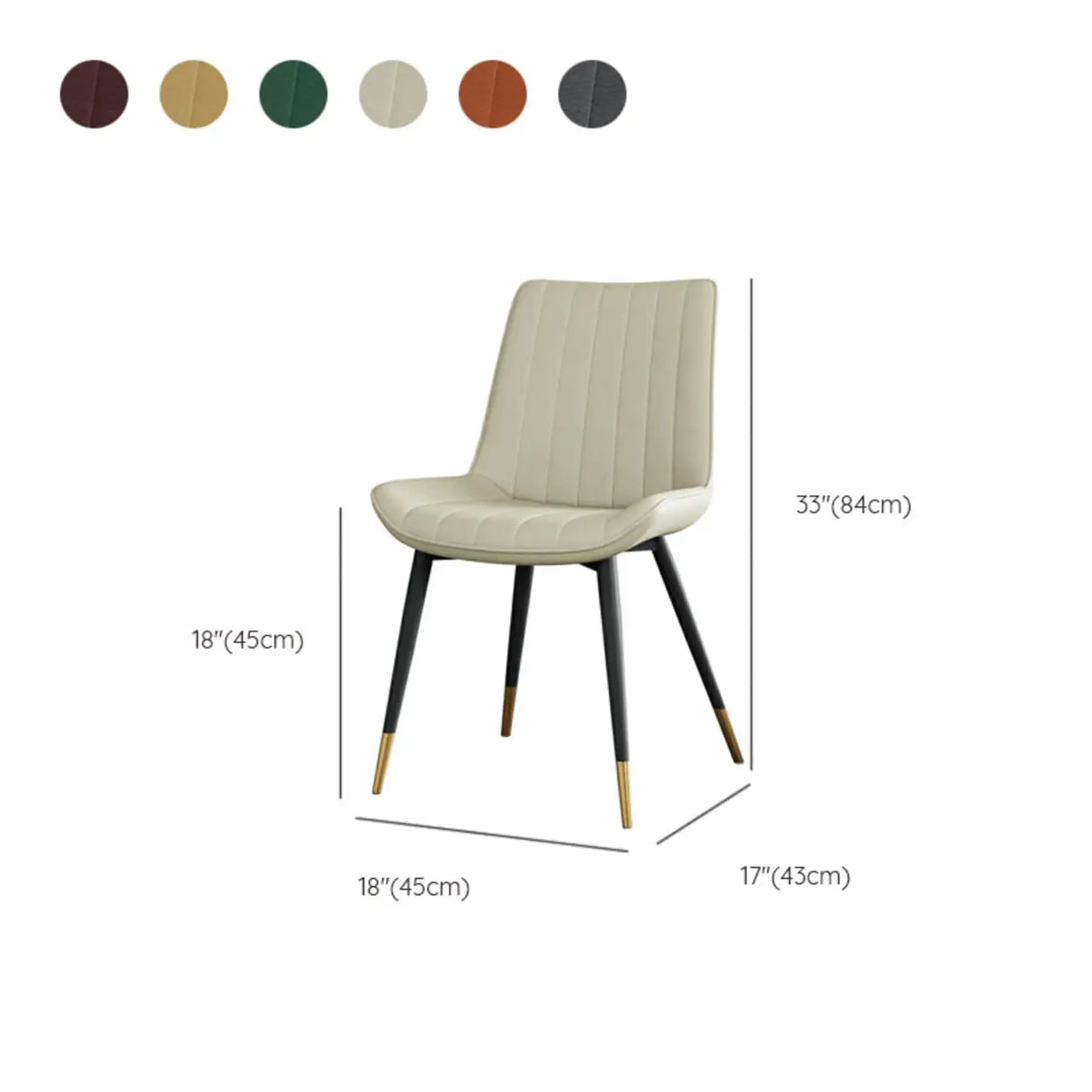 Modern Green Upholstered Leather Dining Chair with Metal Legs Image - 31