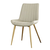 Modern Green Upholstered Leather Dining Chair with Metal Legs Image - 7