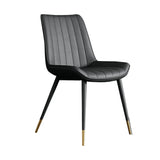 Modern Green Upholstered Leather Dining Chair with Metal Legs Image - 9