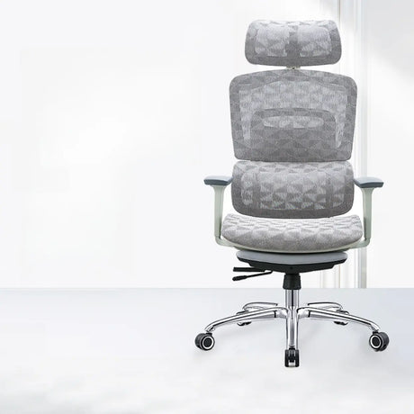 Modern Grey Ergonomic Swivel Office Chair with Headrest Image - 2
