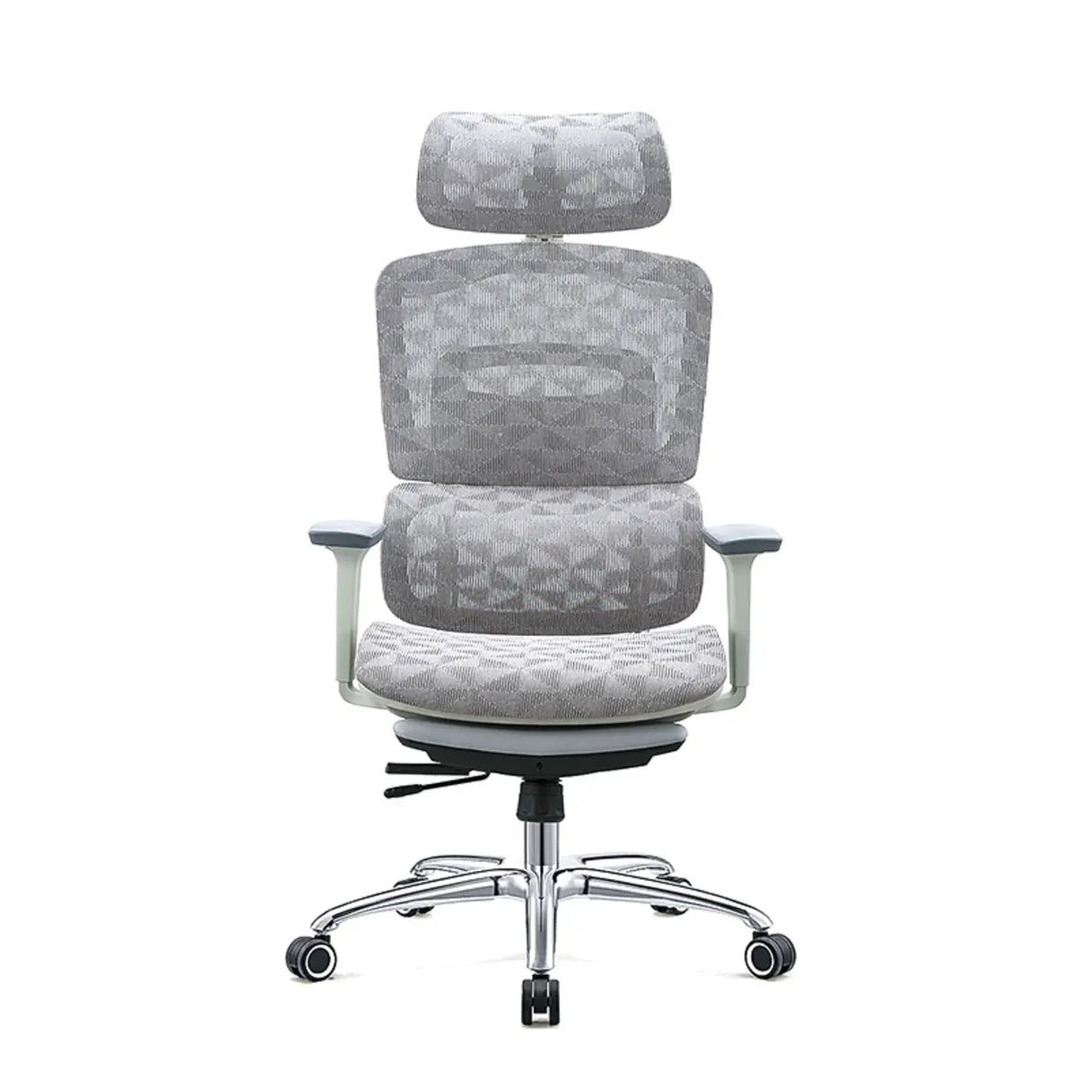 Modern Grey Ergonomic Swivel Office Chair with Headrest Image - 4