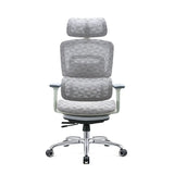Modern Grey Ergonomic Swivel Office Chair with Headrest Image - 4