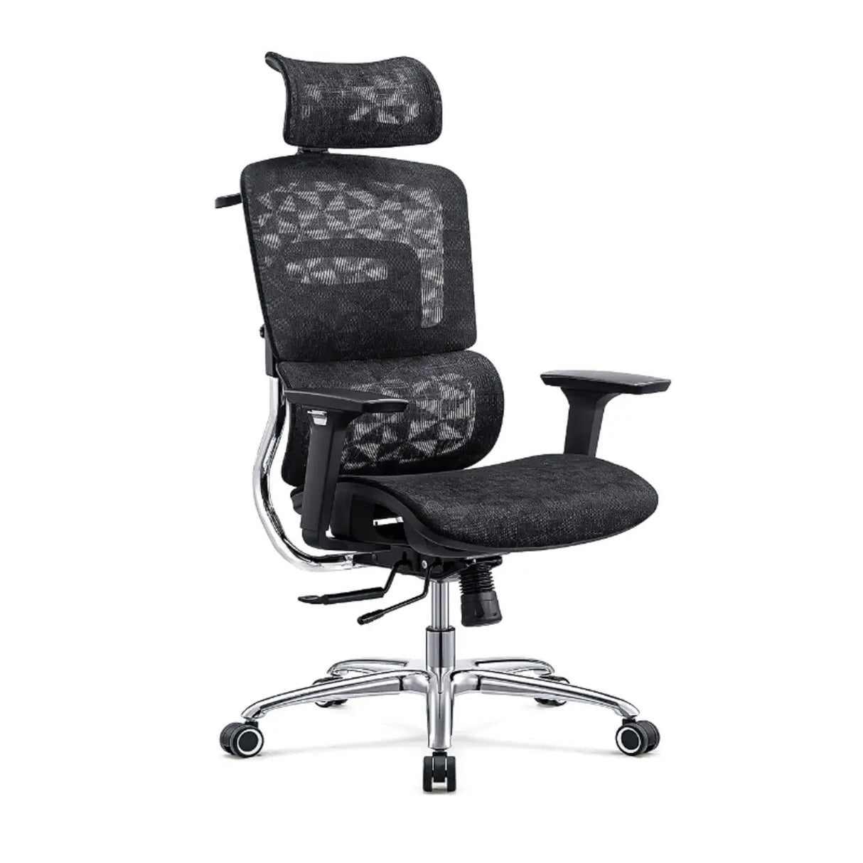 Modern Grey Ergonomic Swivel Office Chair with Headrest Image - 5