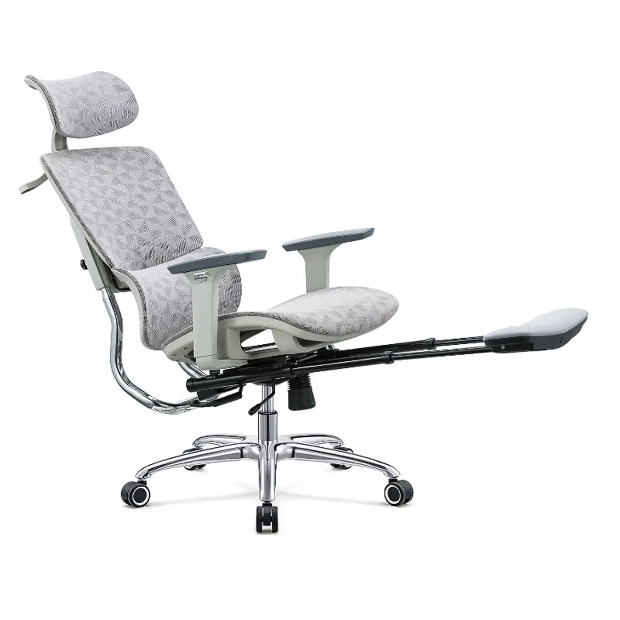 Modern Grey Ergonomic Swivel Office Chair with Headrest Image - 6