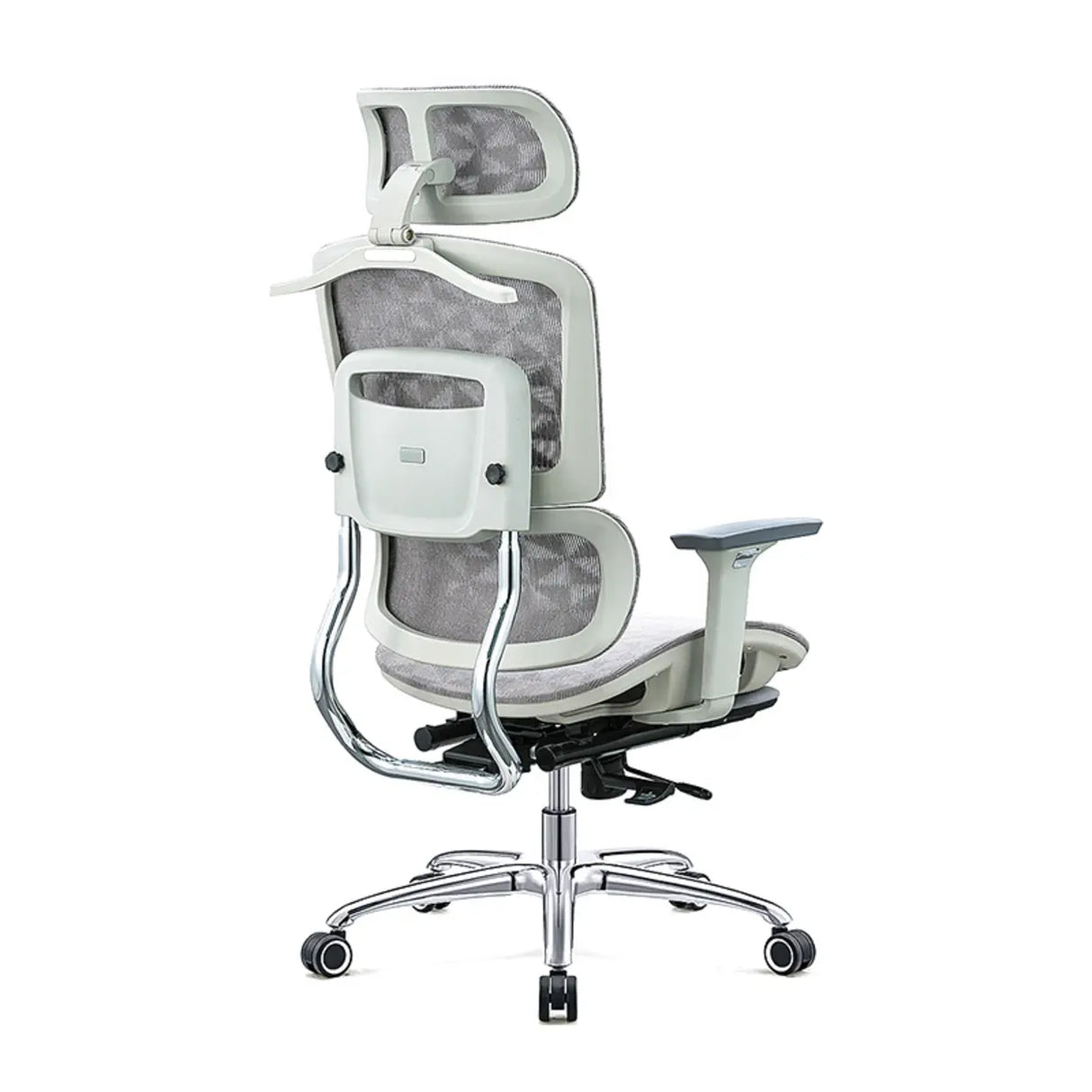 Modern Grey Ergonomic Swivel Office Chair with Headrest Image - 8