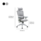 Modern Grey Ergonomic Swivel Office Chair with Headrest #size