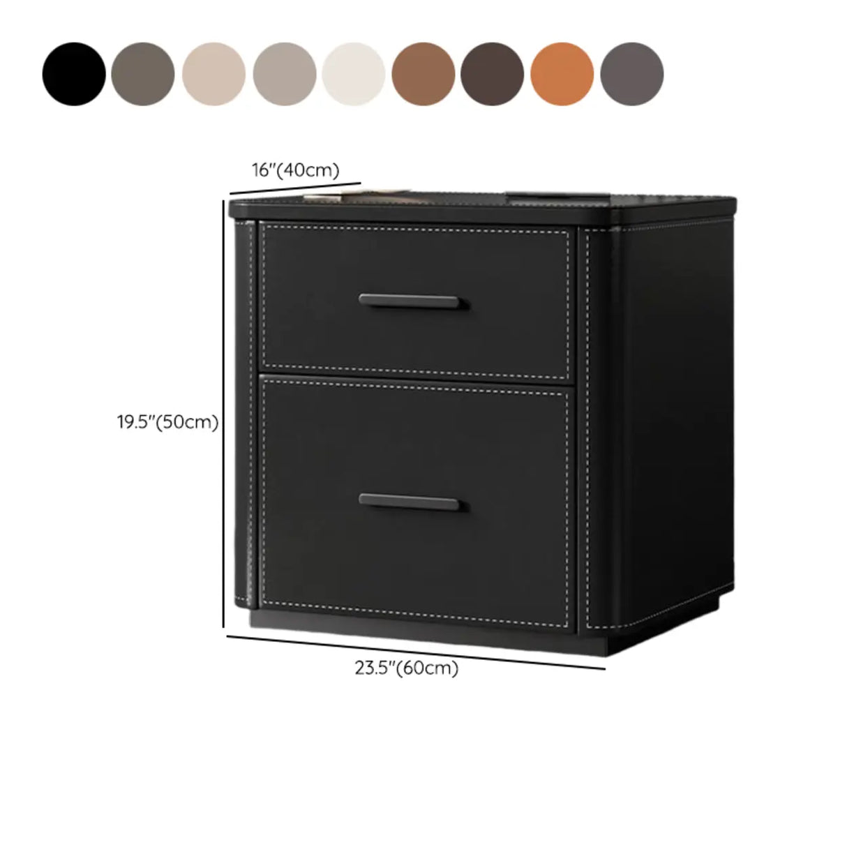 Modern Grey Narrow Wood Nightstand with 2 Drawers Image - 18