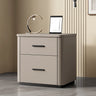 Modern Grey Narrow Wood Nightstand with 2 Drawers Image - 5